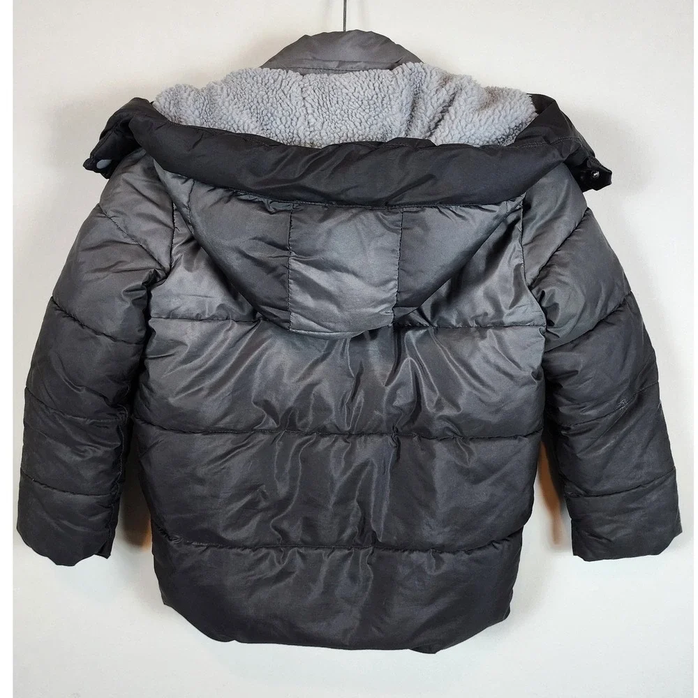GAP Kids‎ Cold Control Max Puffer Jacket Gray Ombre Sherpa Lined Hood Size S